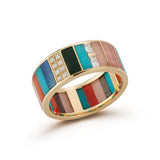 inlay 14k gold gemstone diamond ring isla storrow custom artistry cigar band