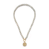 14K Gold Pink Tourmaline & Moonstone Mae Bee Medallion