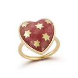 14K Gold Rhodochrosite Anna Heart Ring star of david cocktail statement ring