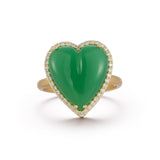 14K Gold Diamond & Chrysoprase Alana Large Heart Ring gift for her