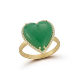 14K Gold Diamond & Chrysoprase Alana Large Heart Ring