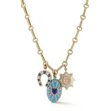 14k horseshoe charm lapis diamond enamel good luck jewelry necklace