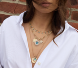 14K Gold Blue Topaz & Diamond Mini Nora Charm