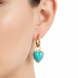 14K Gold & Turquoise Alana Diamond Heart Huggie Earrings - storrow