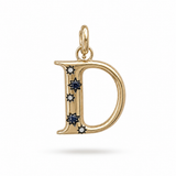 14K Gold Diamond & Sapphire Celeste Initial D Charm