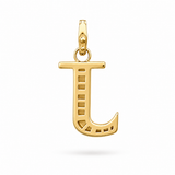 14K Gold Diamond & Garnet Celeste Initial J Charm