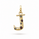 14K Gold Diamond & Garnet Celeste Initial J Charm