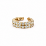 14K Gold Double Row Diamond Ear Cuff