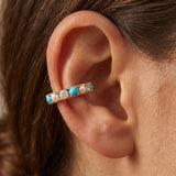 14K Gold Turquoise Pearl & Diamond Ear Cuff - storrow