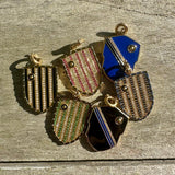 14K Gold Pearl & Black Enamel Walter Medallion