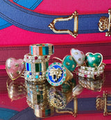 14K Gold Lapis Diamond & Pearl Iris Ring