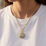 14K Gold Green Tourmaline & Diamond Stripe Legacy Locket - storrow
