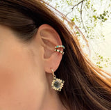 14K Gold Green Enamel & Diamond Ear Cuff