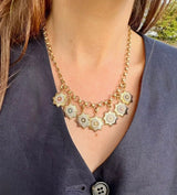 gold medal medallion necklace book link chain