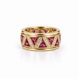 14K Suzie Trillion Pink Garnet & Diamond Band