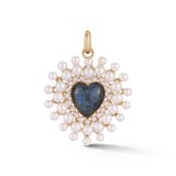 14K Gold Labradorite & Pearl Cluster Juliana Heart Charm