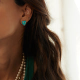 14K Gold & Turquoise Anne Diamond Heart Stud Earrings