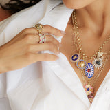 14K Gold Labradorite & Pearl Cluster Juliana Heart Charm