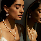 14K Gold Violet Double Drop Mixed Stone & Enamel Earrings