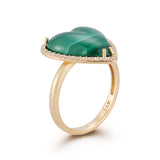 14K Gold Diamond & Malachite Alana Large Heart Ring