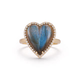 14K Gold Diamond & Labradorite Alana Large Heart Ring