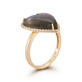 14K Gold Diamond & Labradorite Alana Large Heart Ring