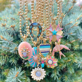 14K Gold Pink Opal & Gemstone Queen Christina Charm - storrow