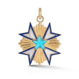 14K Gold Mother of Pearl Turquoise & Enamel Emmeline Charm - storrow