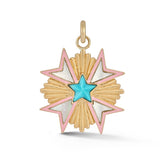 14K Gold Mother of Pearl Turquoise & Enamel Emmeline Charm - storrow