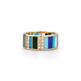 14K Gold Gemstone Diamond & Enamel Isla Ring - storrow