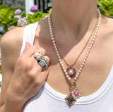 14K Gold Gemstone Diamond & Enamel Isla Ring - storrow