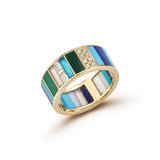 14K Gold Gemstone Diamond & Enamel Isla Ring - storrow