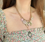 14K Gold Pink Opal Diamond & Pearl Emily Large Charm - storrow