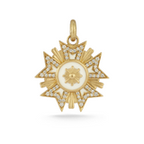 14K Gold Diamond & White Enamel Florence Charm
