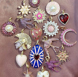 14K Gold Pink Opal Pearl & Diamond Reid Charm