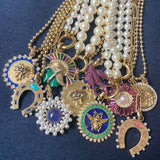 14K Gold Lapis Emerald Diamond Minnie Medallion - storrow