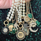 14K Gold Diamond & Black Enamel Guardian Lion Mabel Medallion - storrow