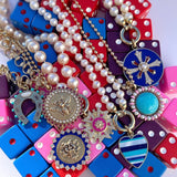 14K Gold Gemstone & Enamel Plus Motif Marguerite Medallion - storrow