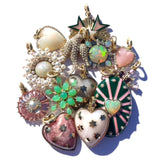 14K Gold Pink Tourmaline Diamond & Pearl Emily Charm - storrow