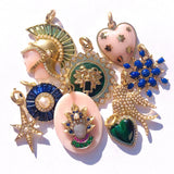 14K Gold Pink Opal & Gemstone Queen Christina Charm - storrow