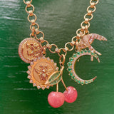 14K Gold Diamond & Emerald Crescent Moon Estelle Charm - storrow