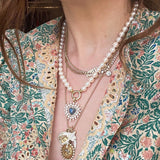 14K Gold Labradorite & Pearl Cluster Juliana Heart Charm