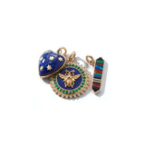 14K Gold Lapis Emerald Diamond Minnie Medallion - storrow