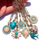 14K Gold Mother of Pearl Turquoise & Enamel Emmeline Charm - storrow