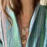 14K Gold Violet Flower Mixed Stone Charm