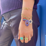 14K Gold Garnet, White Pearl & Blue Enamel Eleanor Charm - storrow