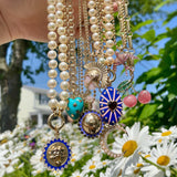 14K Gold Pink Opal Pearl & Diamond Reid Charm