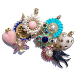 14K Gold Turquoise Diamond & Pearl Emily Large Charm - storrow