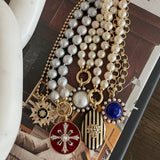 14K Gold Lapis Pearl & Enamel Libby Charm