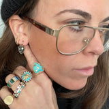 14K Gold & Labradorite Anne Diamond Heart Huggie Earrings